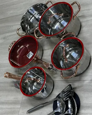 Stainless Steel Pots, Pans, and Kitchen Utensils (9 Pieces)