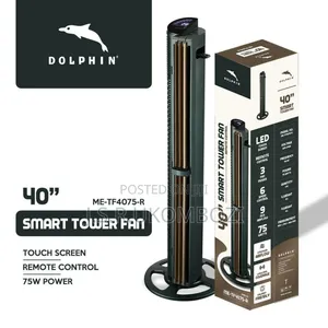 Smart Tower Fan 40'' 75w, Led Touch Screen, Remote Control, 3