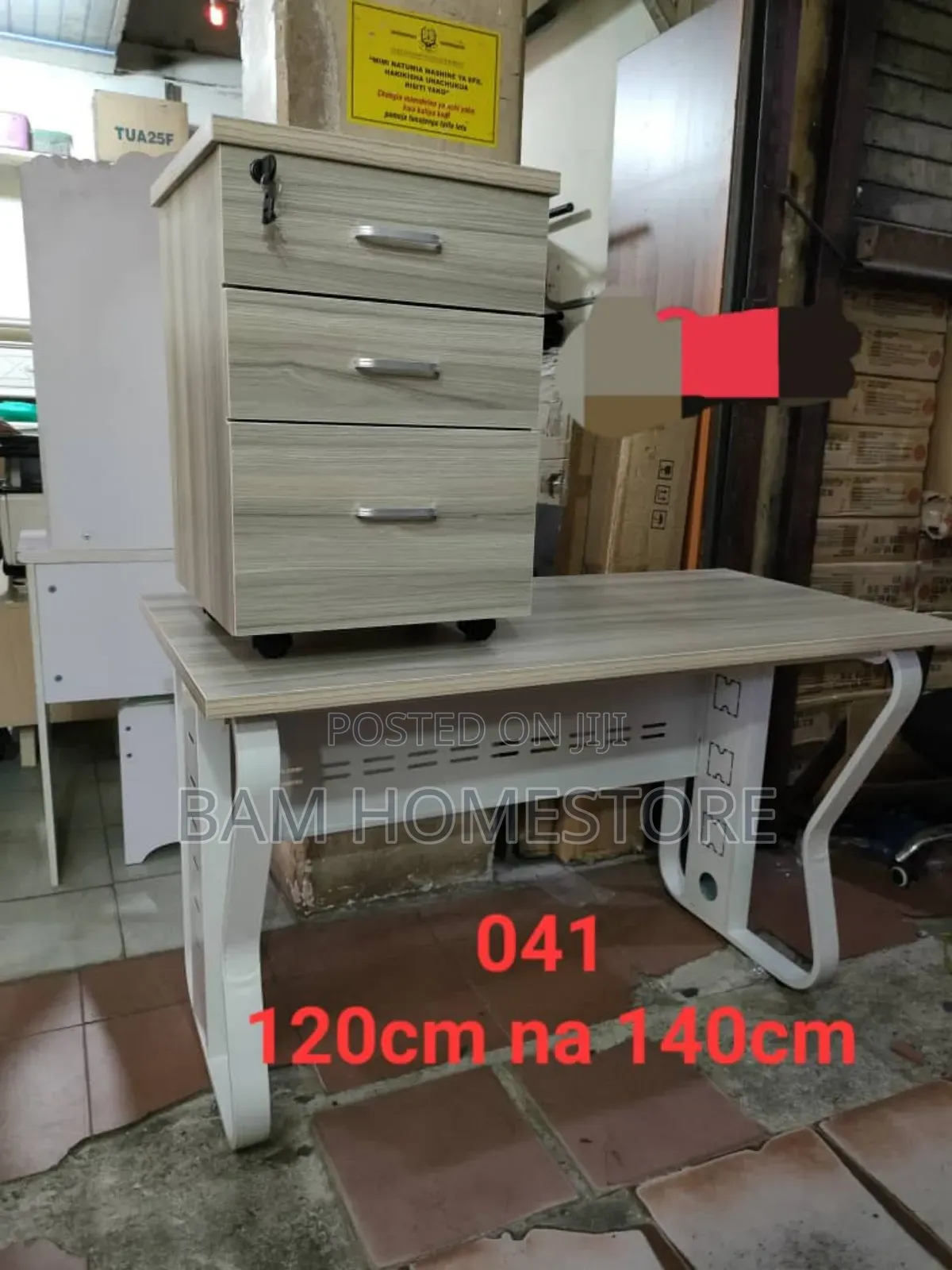 Modern Office Desk and Mobile Filing Cabinet Set