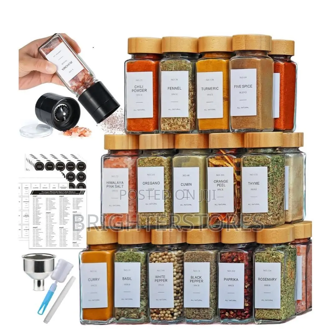 24 PCS of Culinary Bamboo Spice Jars
