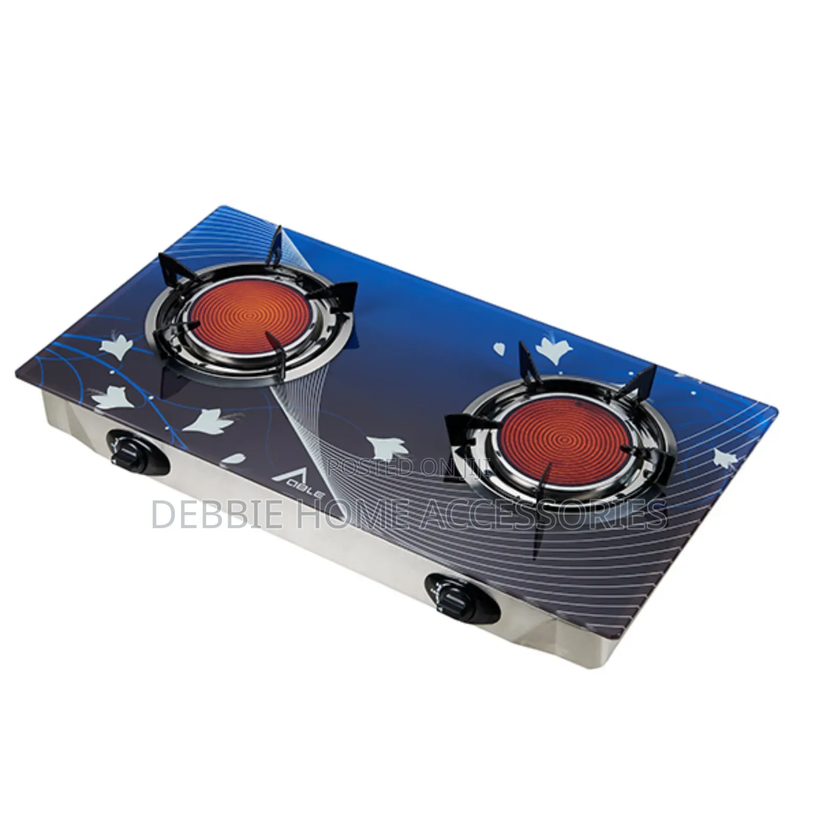 Two-Burner Gas Cooker With a Glass Top