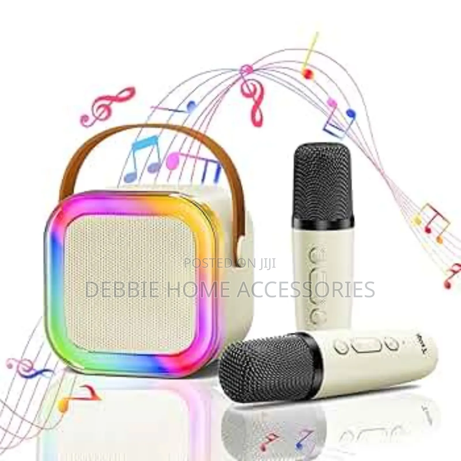 Portable Karaoke Machine With Two Wireless Microphones.