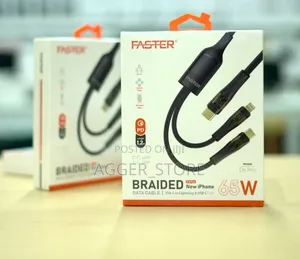 Faster Pd Braided Cable (Type C to Type C and iPhone ) 2 in 1