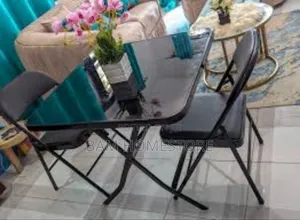 Foldable Table With Tempered Glass + 2 Chairs