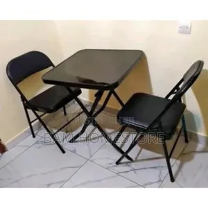 Foldable Table With Tempered Glass + 2 Chairs