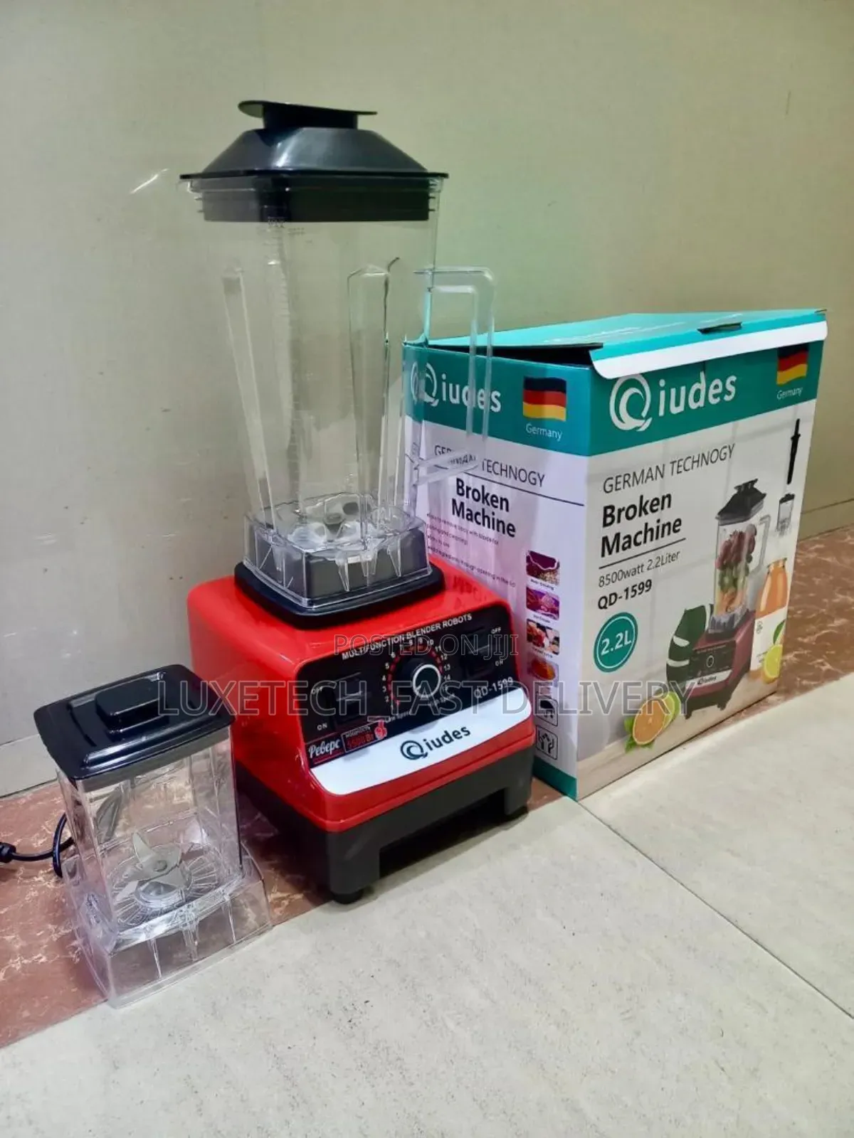 Qiudes 2-in-1 Heavy Duty Blender 2.2 Liters