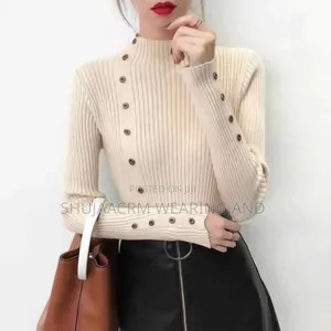Knitted Button Tee Available Free Size |Ladies Pullneck