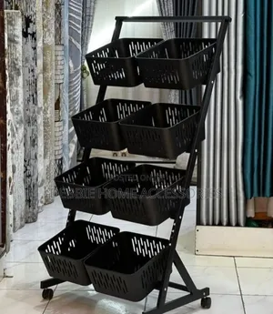 Movable Storage Rack With Detachable Baskets-4tier Double