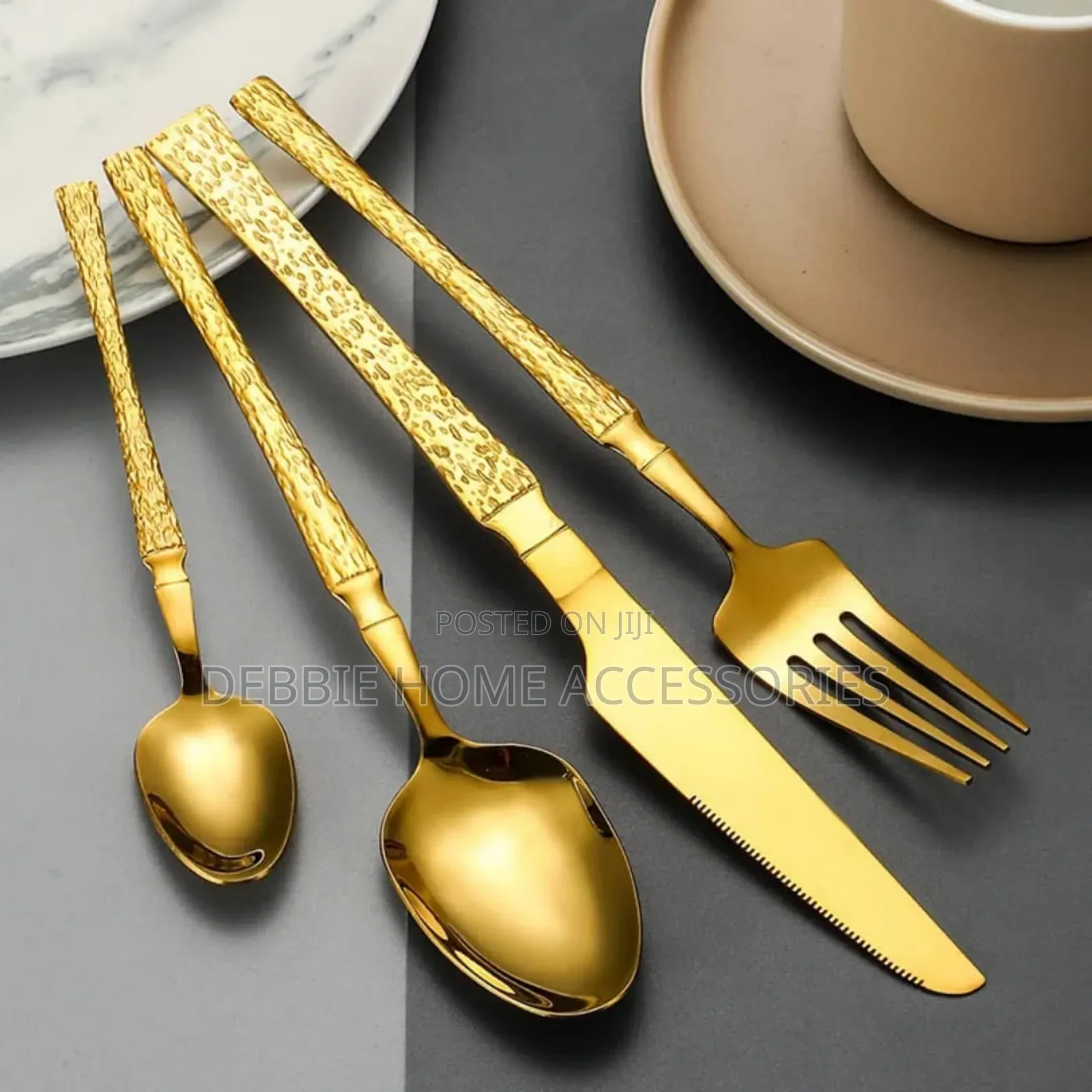 24-Piece Gold-Accented Flatware Set Each 6pcs