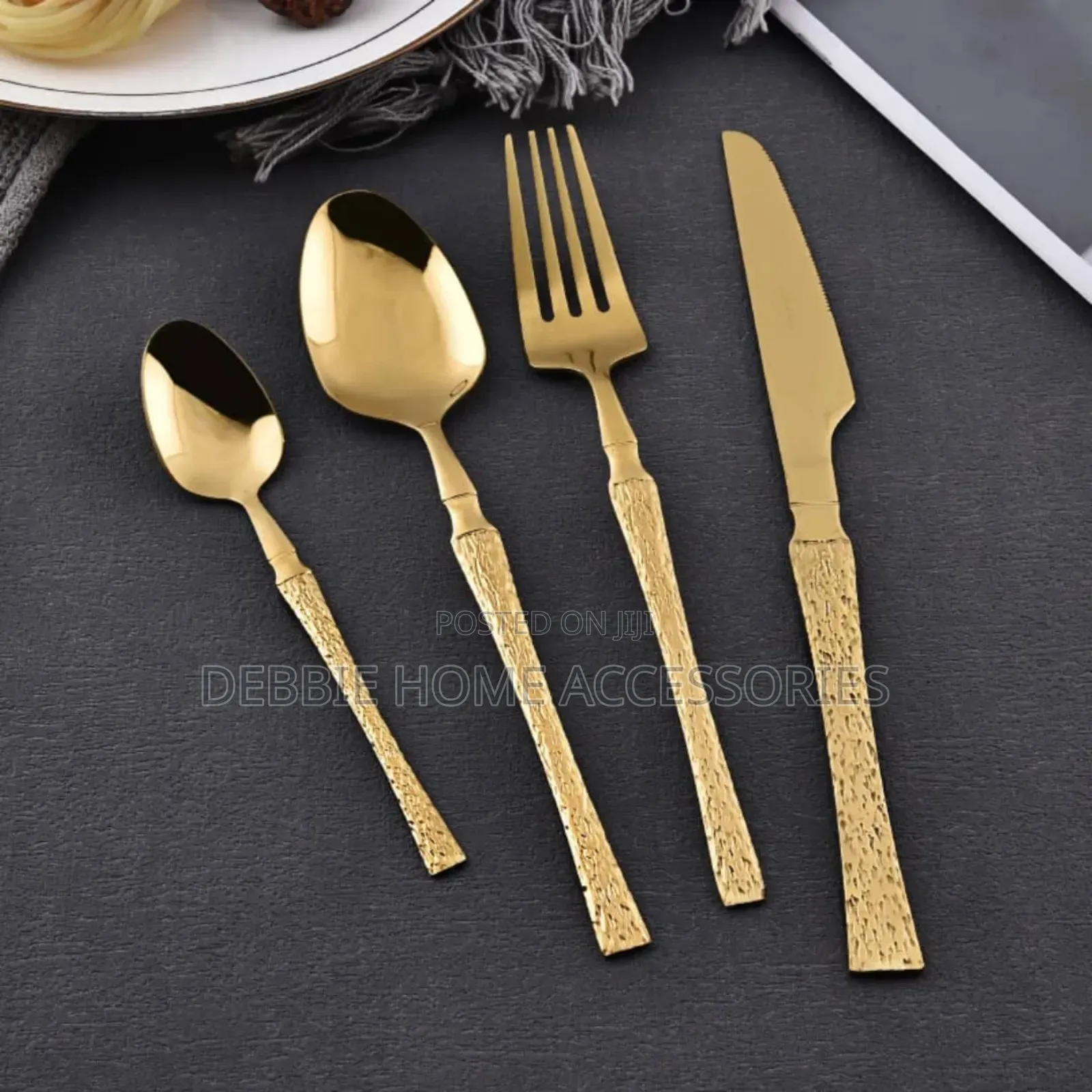 24-Piece Gold-Accented Flatware Set Each 6pcs