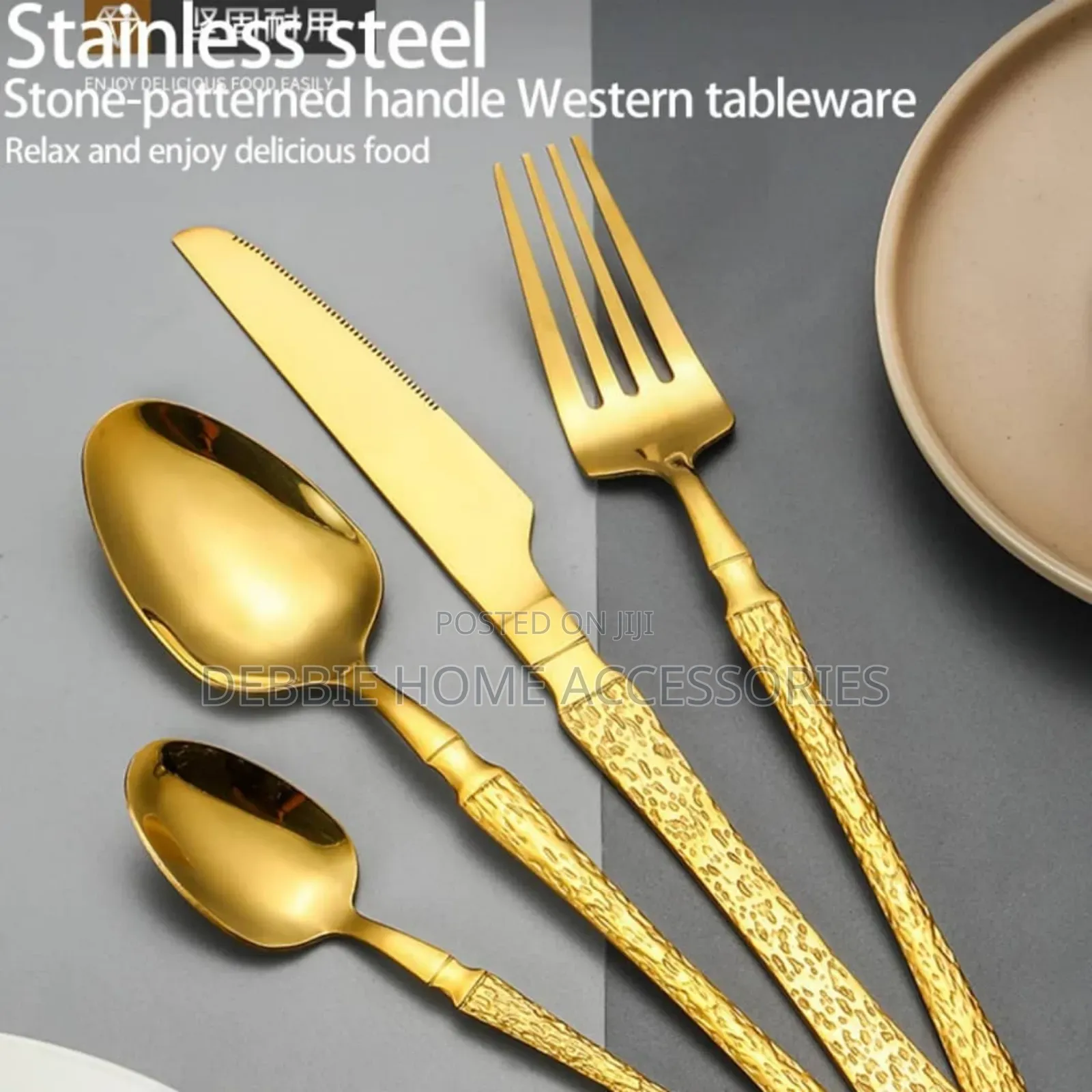 24-Piece Gold-Accented Flatware Set Each 6pcs