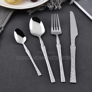 Hammered Silverware Set 24pcs -6pcs Each