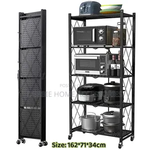 5-Tier Foldable Storage Shelf With Wheels (Size 162*71*34cm)