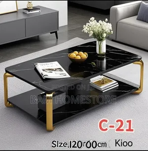 Luxury Black Marble-Effect Two-Tier Coffee Table
