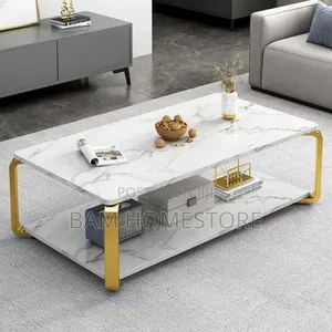 Luxury Black Marble-Effect Two-Tier Coffee Table