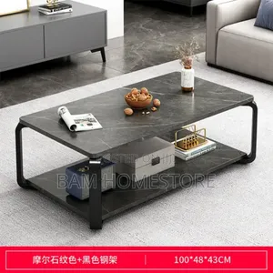 Luxury Black Marble-Effect Two-Tier Coffee Table