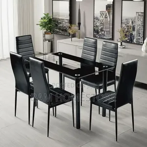 8-Seater Black Glass Dining Set