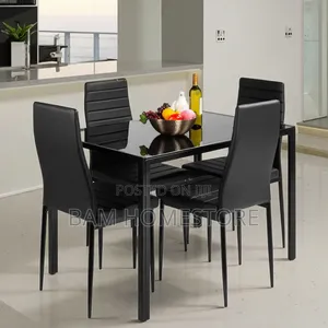8-Seater Black Glass Dining Set