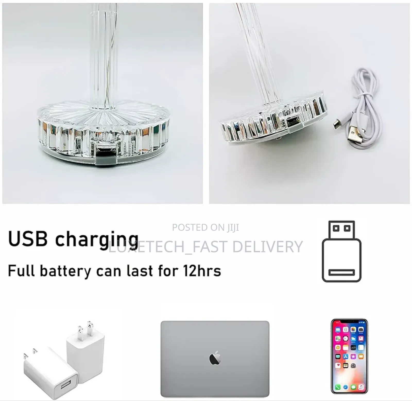 Crystal Table Lamp With Touch Feature - Bedside Lamp
