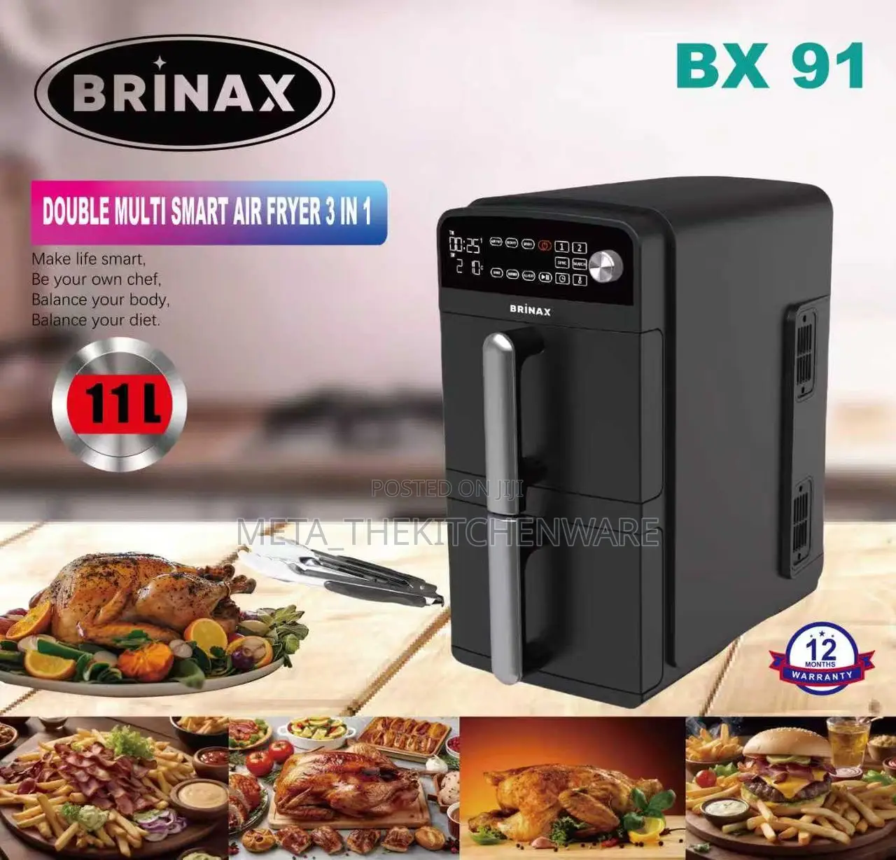 Brinax Double Multi Smart Air Fryer 11l
