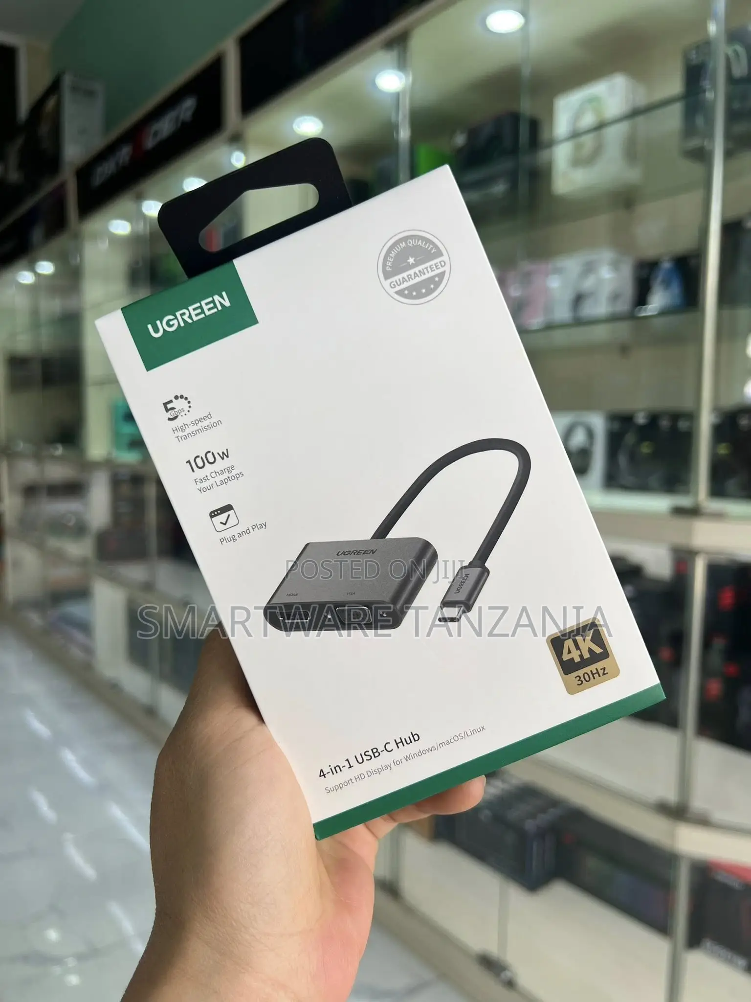 Ugreen 4-in-1 Hub Multiport Adapter With Hdmi , Vga 1080p, Usb 3.0