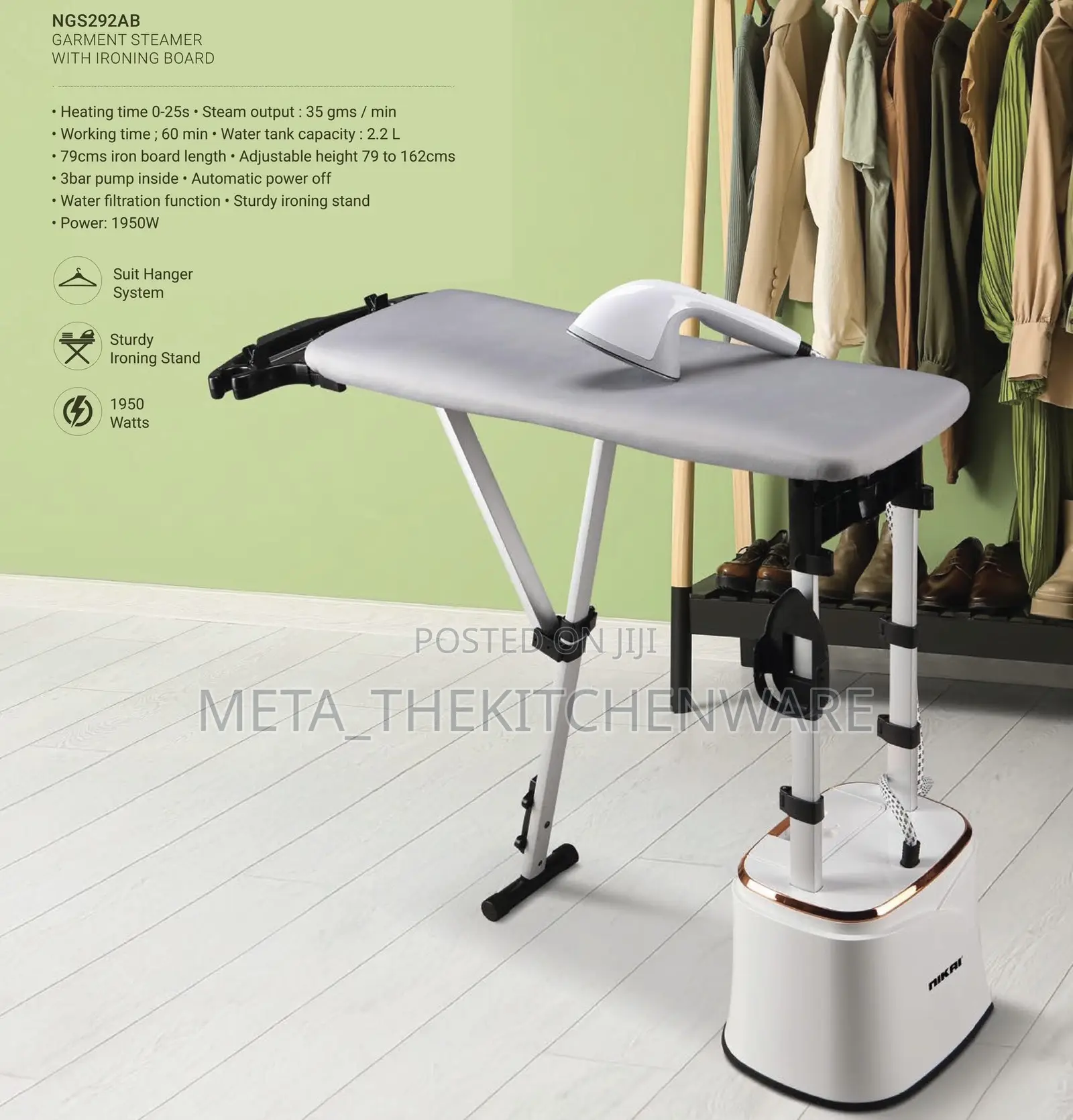 Nikai Garment Steamer With Ironing Board Ngs292ab