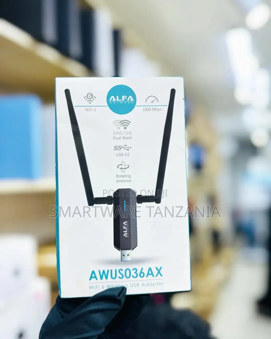 Wifi 6 Usb Adapter Dongle Ax1800, Dual Band 5 Ghz, 2x Rp-Sma Antennas