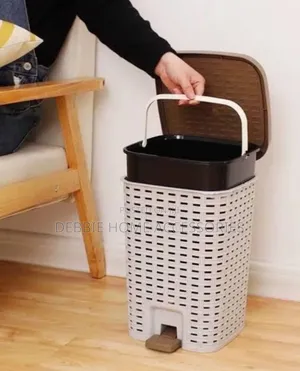 Wicker-Style Step-on Trash Can.