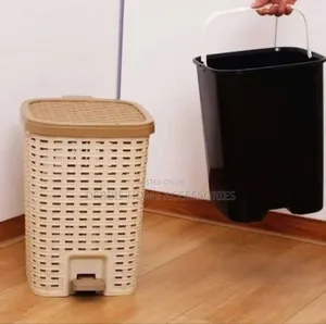 Wicker-Style Step-on Trash Can.