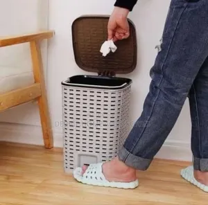 Wicker-Style Step-on Trash Can.