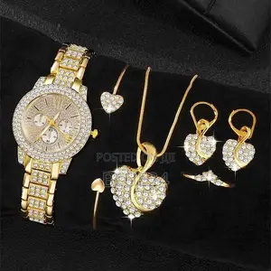 Elegant Ladies Quartz Wrist Watch Bracelet Set 6pcs Set Women Watch