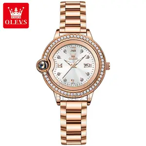 Olevs Brand Watch Drill Ring Steel Strip Waterproof Quartz Watch