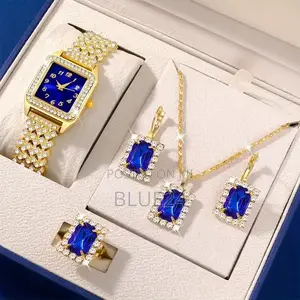 5pcs/Set Women's Luxury Quartz Watch Roman Digital Dial Clock Women's