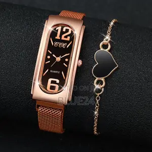 2 PCS/Set Fashion Rectangular Women’S Quartz Watch With Magnetic