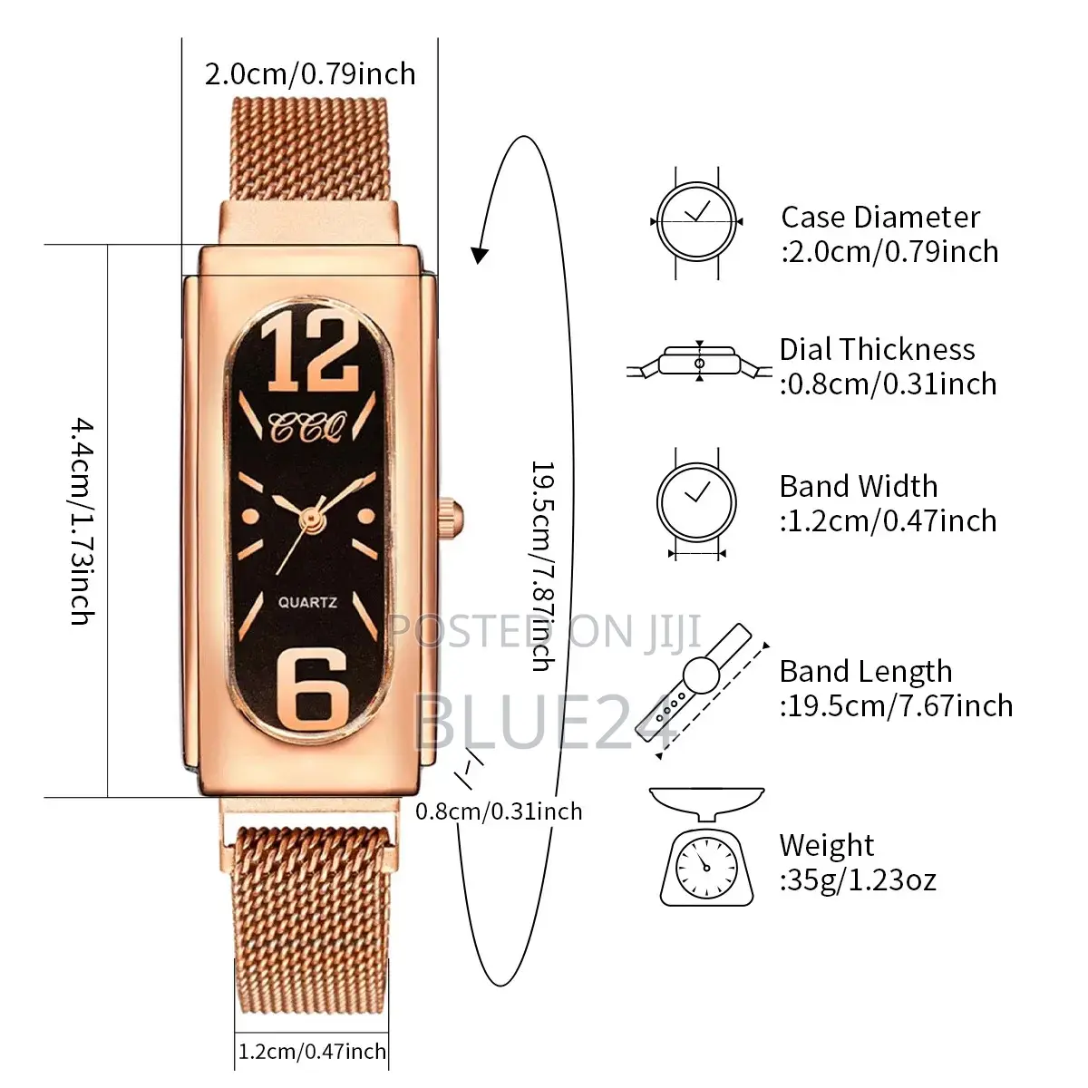 2 PCS/Set Fashion Rectangular Women’S Quartz Watch With Magnetic