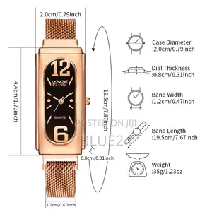 2 PCS/Set Fashion Rectangular Women’S Quartz Watch With Magnetic