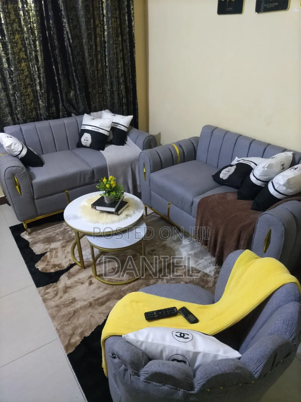 Sofa Set Ya 2:2:1 Rangi Ya Grey Valvet Grade One