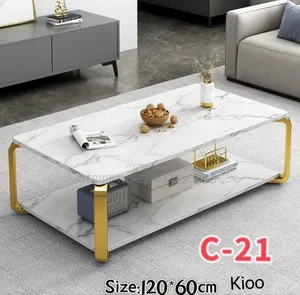 Black Marble and Gold Metal Frame Coffee Table C-21