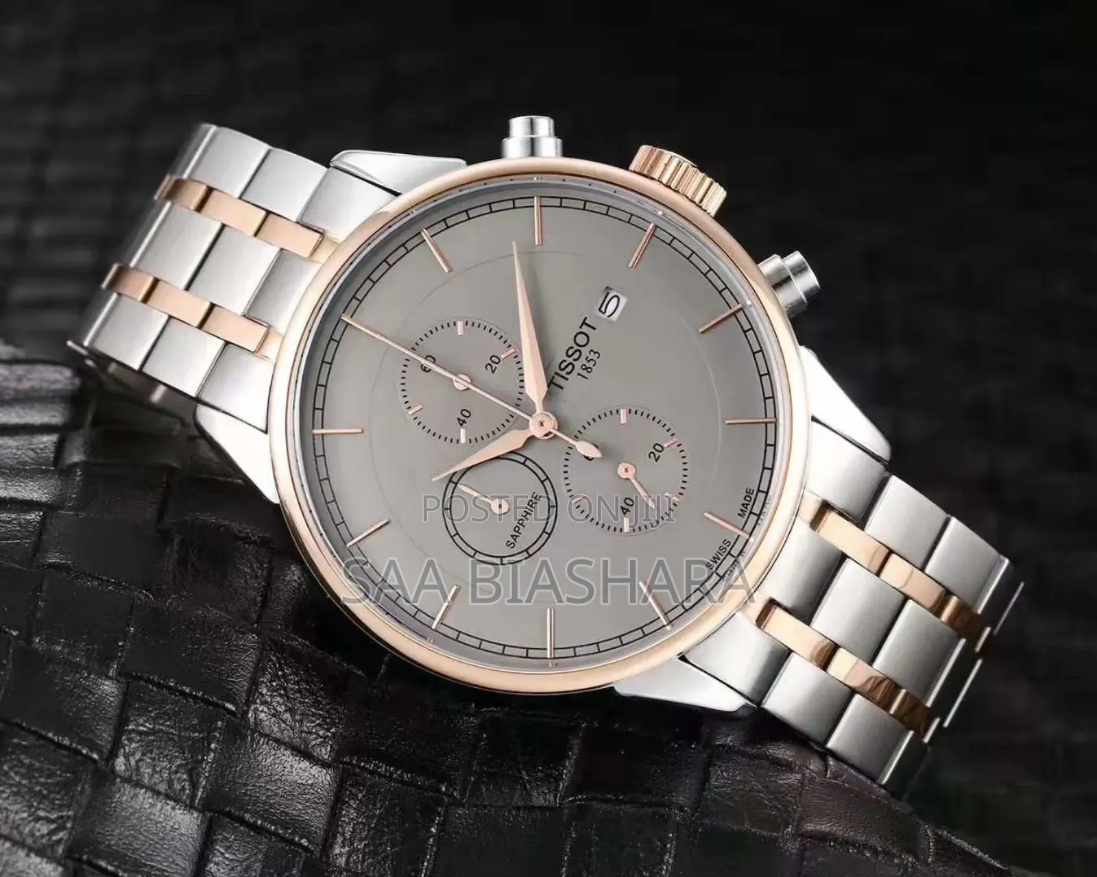Tissot Chronograph Stainless Steel Strap Silver Gold and Gray