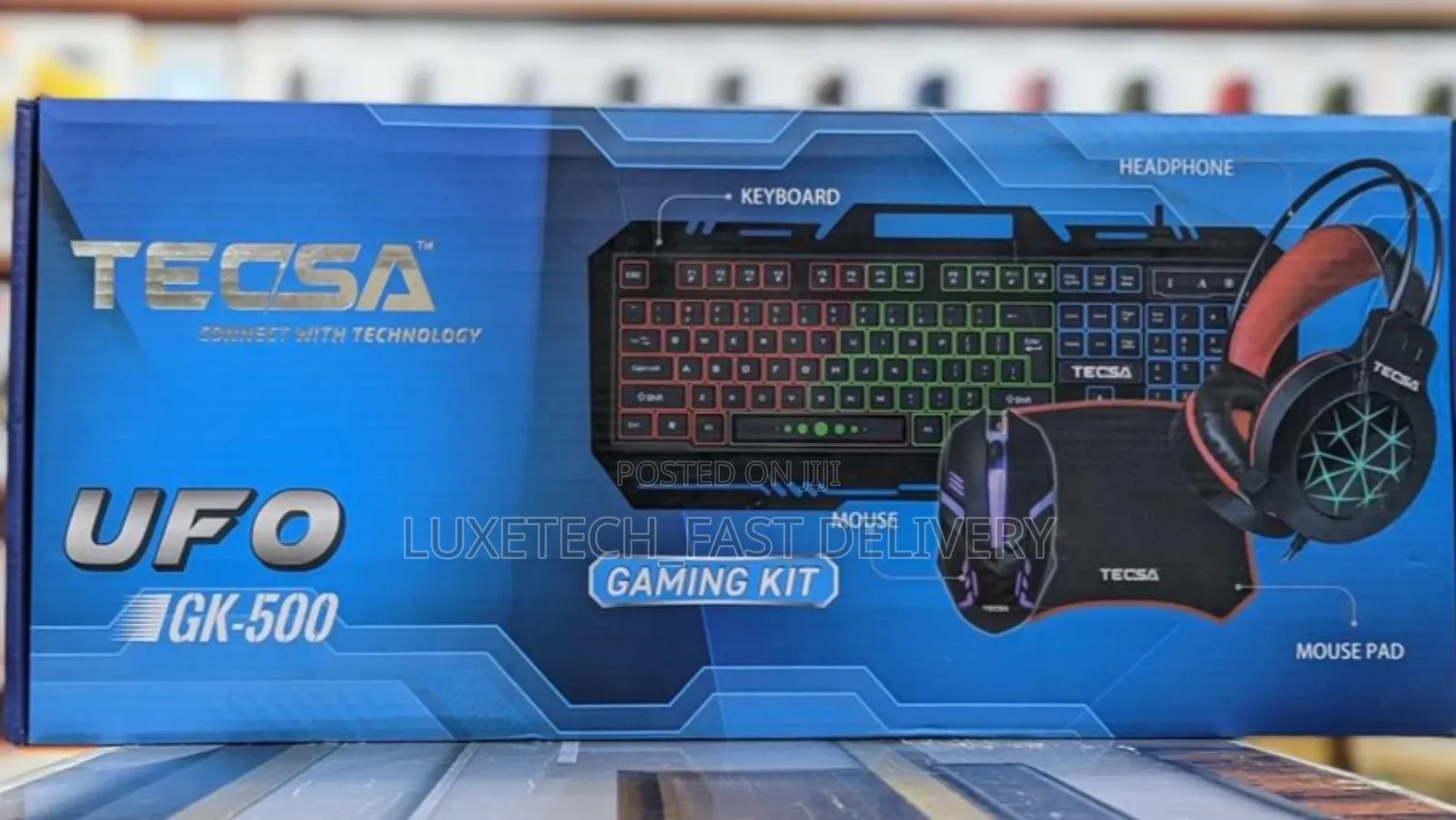 Tecsa Ufo 4-in-1 Gaming Kit- Keyboard, Mouse, Headset, and Mouse Pad