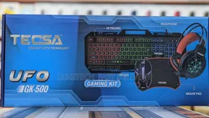 Tecsa Ufo 4-in-1 Gaming Kit- Keyboard, Mouse, Headset, and Mouse Pad