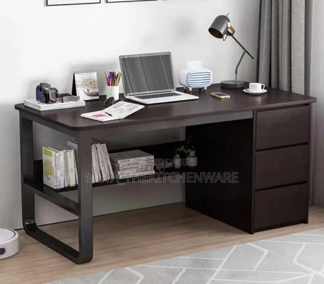 Modern Office Computer Desk With Shelves 120cm