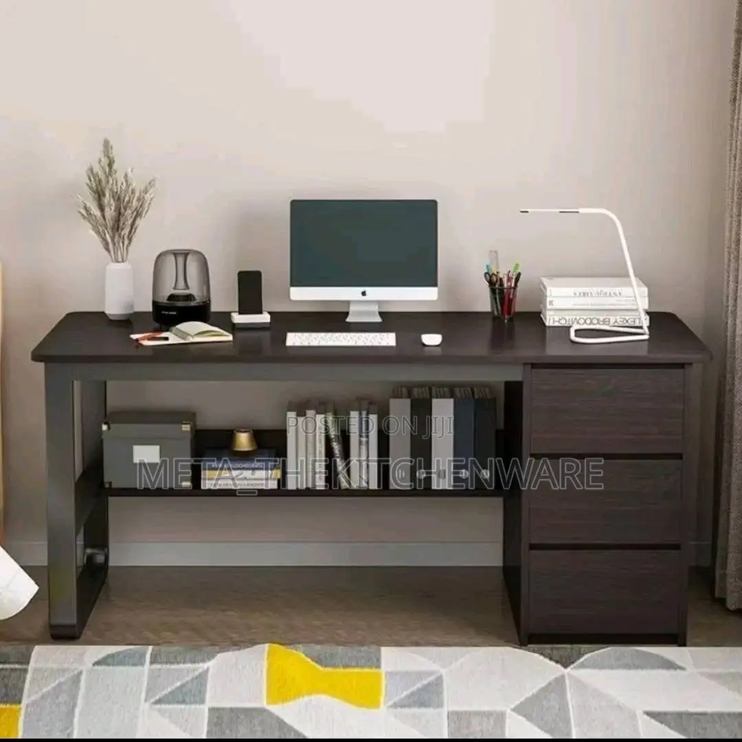 Modern Office Computer Desk With Shelves 120cm