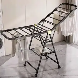 Large Foldable Laundry Stand With Height-Adjustable Gullwings
