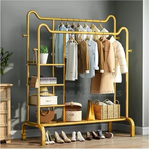 Gold Double Pole Clothing Rack