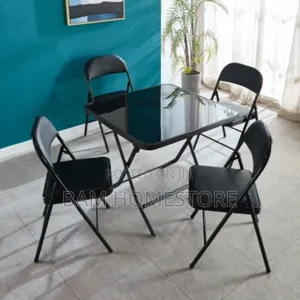 Foldable Tempered Glass Table+ Chairs Set