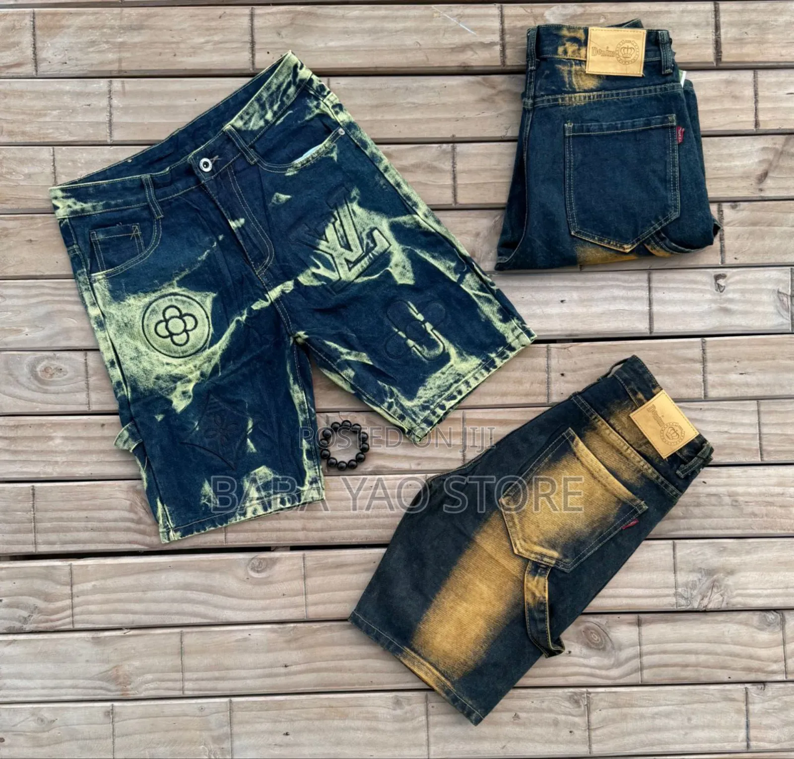 Men's Summer Baggy Jeans Short Breathable Loose Wode Leg Pants