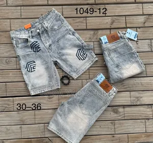 Men's Summer Baggy Jeans Short Breathable Loose Wode Leg Pants