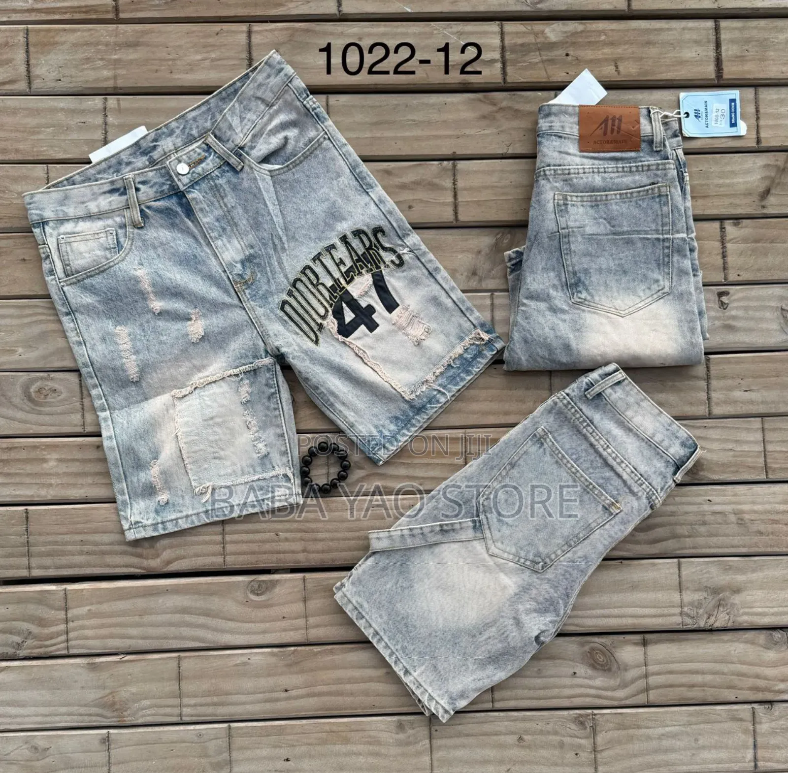 Men's Summer Baggy Jeans Short Breathable Loose Wode Leg Pants