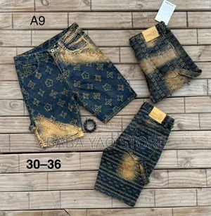 Men's Summer Baggy Jeans Short Breathable Loose Wode Leg Pants